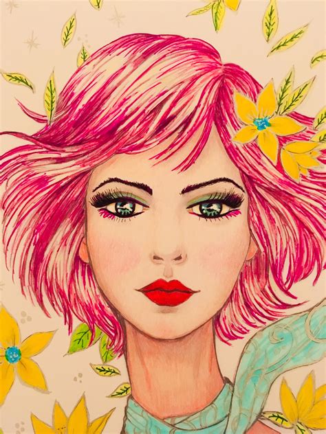 Pin By Pat Eastland On Mine Face Drawing Colorful Drawings Girl Drawing