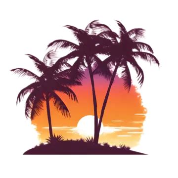 Coconut Tree Silhouette Beach Dusk Illustration Coconut Tree Silhouette Beach Png Transparent