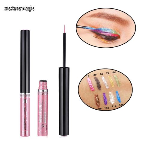 12 Color Metal Flash Eyeliner Brand Beauty Makeup Liquid Eyeliner Waterproof Eye Liner Pencil
