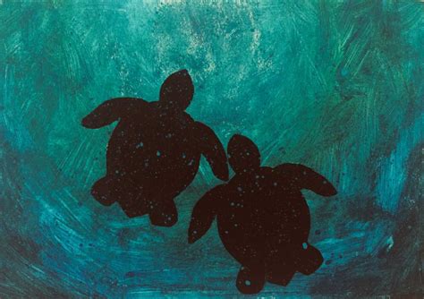 Two Turtle Swimming Together Like Lovers Another Of My Paintings