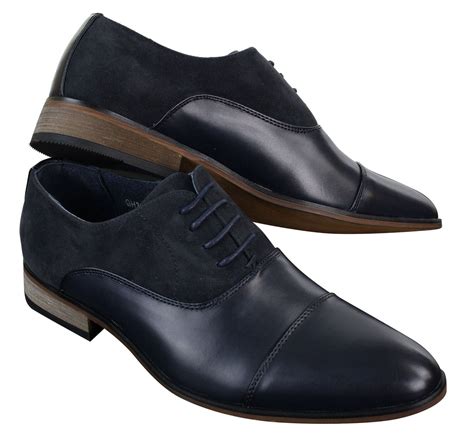 Mens Italian Leather And Suede Laced Smart Casual Brown Navy Black