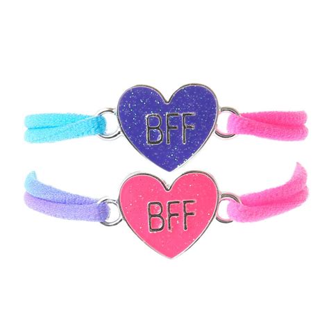 Best Friends Glitter Heart Neon Cord Bracelets Claires