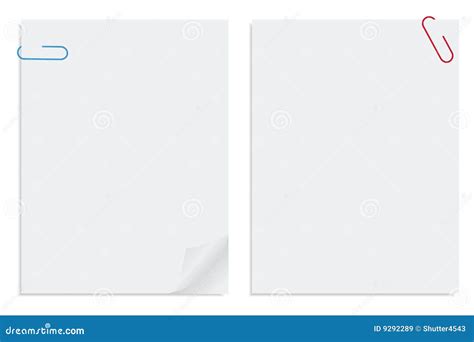 Two White Sheet Of Clipped Vector Papers Stock Vector Illustration Of