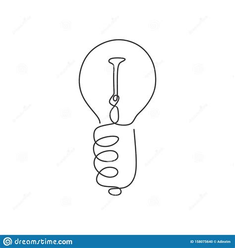 Continuous One Line Drawing Light Bulb Symbol Idea And Creativity