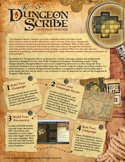 As the guide to running the game, it covers about every base you. DungeonScribe, campaign creation made easy! I have to have this! | Dungeon master's guide ...