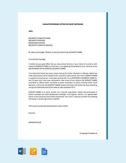 Character Reference Letter In Word Cover Letter