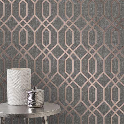 Fine Decor Quartz Trellis Geometric Wallpaper Metallic Glitter Ebay