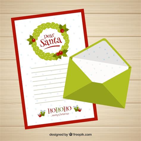 Free Vector Dear Santa Letter Template With A Green Envelope