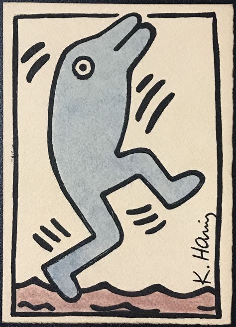 Keith Haring 1958 1990 Dessin à Lencre Et Aquarelle Circa 198589