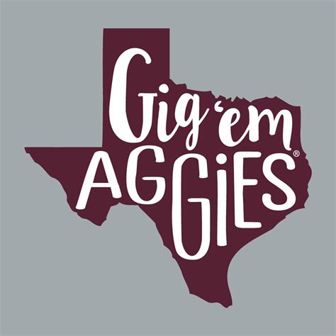 Texas Aandm Aggies 5 X 5 Gig Em Aggies In Texas Decal Maroon And White