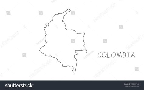 Colombia Map Black Line On White Stock Vector Royalty Free 1982537102