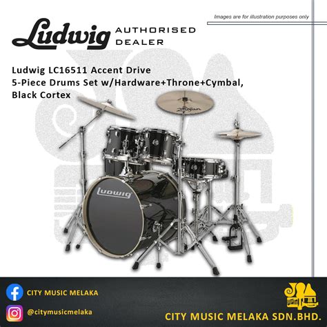 Ludwig Lc16511 Accent Drive 5 Piece Drums Set W Hardware Throne