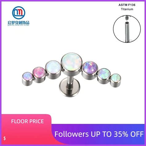 Astm F136 Titanium Internally Threaded Opal Curved Cluster Top Labret
