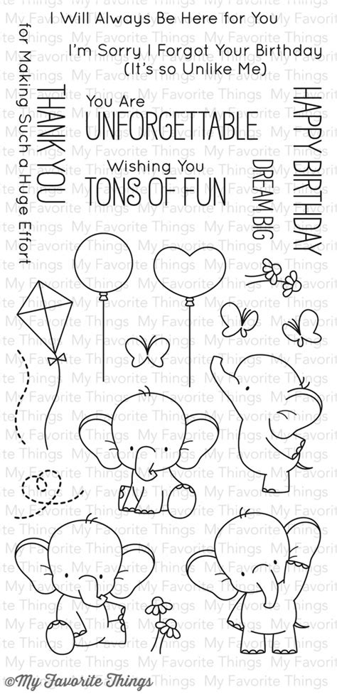 My Favorite Things Clear Stamp Adorable Elephants