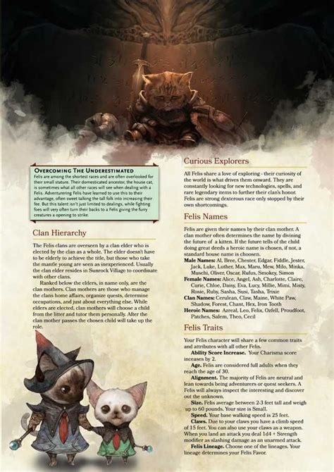 Abbathor is the dwarf god of greed in dungeons & dragons. D&D Felis Race Homebrew | Dungeons, dragons homebrew ...