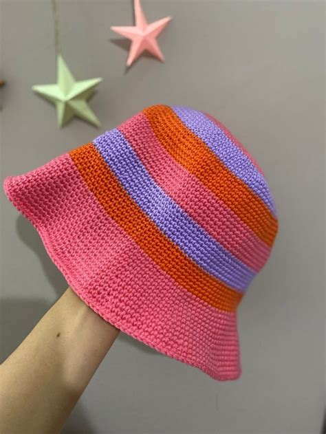 Striped Bucket Hat Crochet Bucket Hat Summer Hat Summer Etsy In 2022