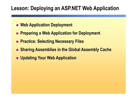 PPT Module Configuring Optimizing And Deploying A Microsoft ASP NET Web Application