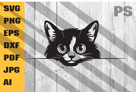 Tuxedo Cat Svg Peeking Animal Clipart Graphic By Ilukkystore
