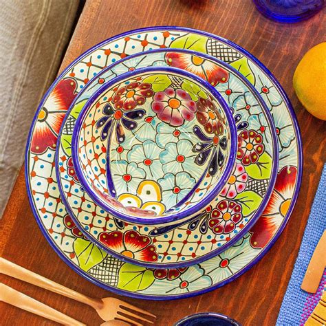 Talavera Style Dinner Plates From Mexico Pair Colors Of Mexico Novica