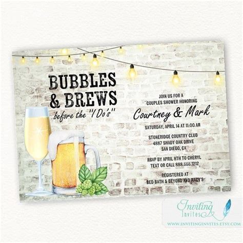 Bubbles And Brews Before I Dos Invite Couples Shower Invitation