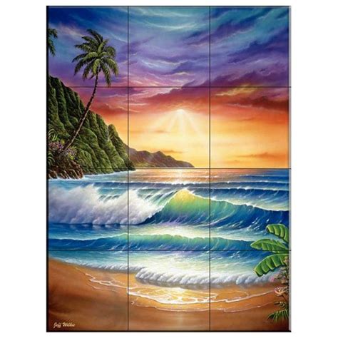 Tile Mural Colors Of Paradise By Jeff Wilkie Beach Style Tile