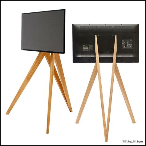 Simple Elegant Wooden Tripod Stands For Tvs And Monitors Wooden Tv