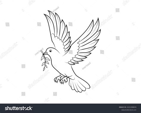 Merpati Putih Yang Cantik Terbang Membawa Stock Illustration 2221208819