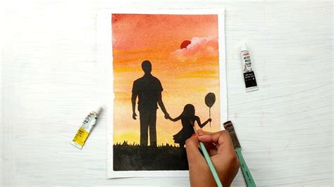 Father And His Daughter Fathers Day Special Easy Water Colour
