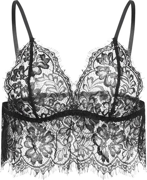 Womens Lace Bra Comfort Sex Floral Underwire Sheer V Neck With