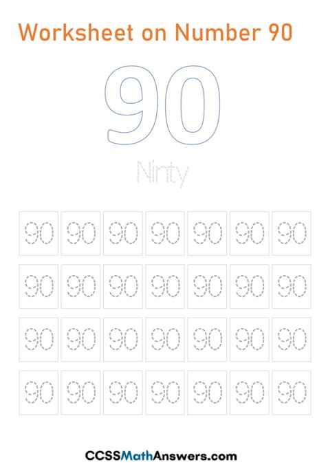 Worksheet On Number 90 Printable Number 90 Writing Tracing Counting