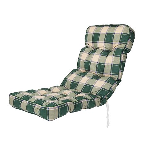Replacement Classic Outdoor Garden Recliner Chair Cushion Choice Of Prints Green Check
