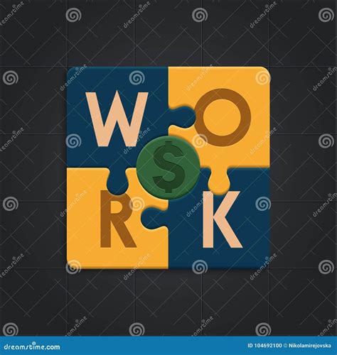 Work is Equal To Financial Success. Illustration of Puzzle Pieces
