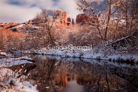 Sedona Az Snowy Cathedral Rock By Candy Gemmill Redbubble