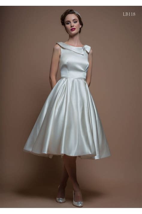 But where to find retro wedding dresses that won't break our. ELISA LB118 By Loulou Bridal Vintage Satin Tea Length ...