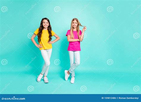 Full Length Body Size Photo Of Two Future Model Stars Posing To Be