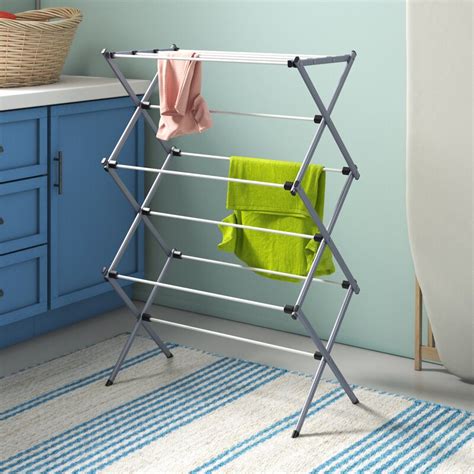 Hyfive clothes airer drying rack extra large 3 tier clothes drying rail stainless steel folds flat for easy storage. Wayfair Basics Folding Drying Rack & Reviews
