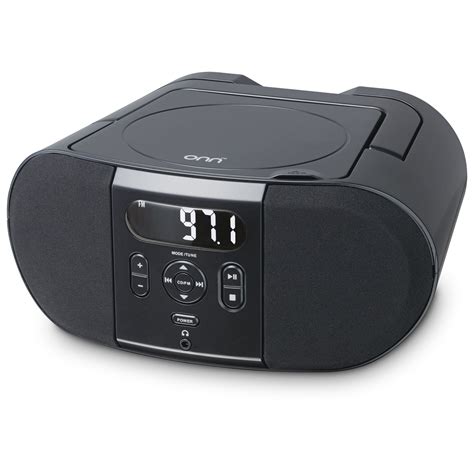 onn. Portable CD Player Boombox with Digital FM Radio - Black - Walmart ...