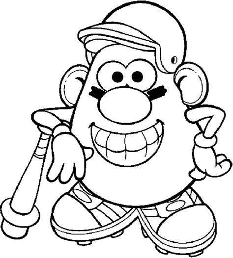 Potato head take off his hand coloring pages. Coloring Mr Potato plays baseball picture | Dinosaur ...