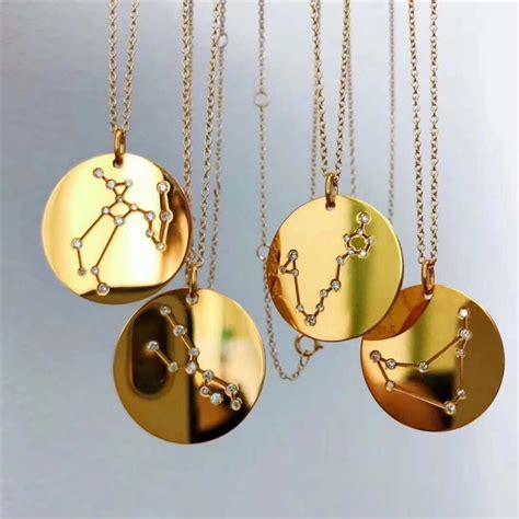 Horoscope Astrology Zodiac Statement Necklace For Women Gothic Jewelry