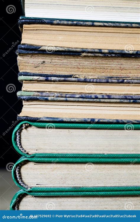 The Spines Of Old Books Lying On The Stack Books Stacked On An Stock