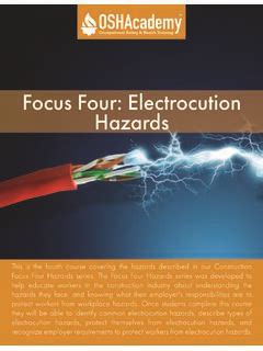 Focus Four Electrocution Hazards OSHA Training Focus Four Electrocution Hazards Osha