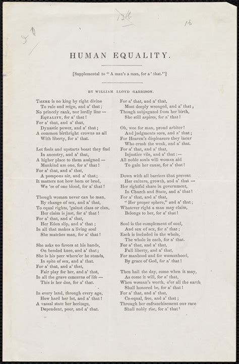 Poem Titled Human Equality By William Lloyd Garrison 1871 Digital