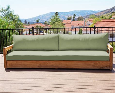 Chatsworth Teak Outdoor Deluxe Sofa Sunbrella Cushion Teak Patio