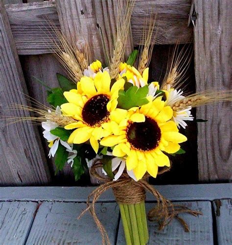 Sunflower Bridal Bouquet Silk Farmhouse Daisy Private Chapel Etsy