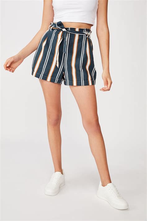 Riley High Waist Short Claire Stripe Total Eclipse Cotton On Shorts