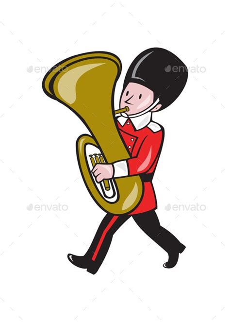 Brass Band Member Playing Tuba Cartoon By Patrimonio Graphicriver