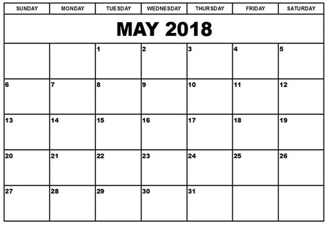 May 2018 calendar page is available for download, print, and edit for free. May 2018 Calendar Printable Templates - Calendar Office ...