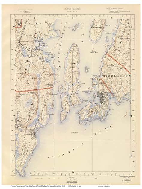 Old Rhode Island Usgs Maps 1891 Walker Atlas