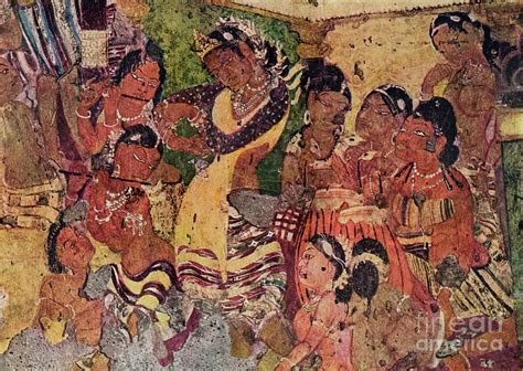 Wall Painting From The Caves Of Ajanta By Print Collector