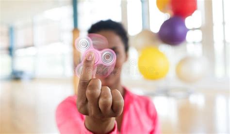 Girl Playing With Fidget Spinner Stock Photo Image Of Energy Fitness